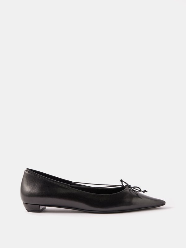 The Row Claudette bow leather ballet flats