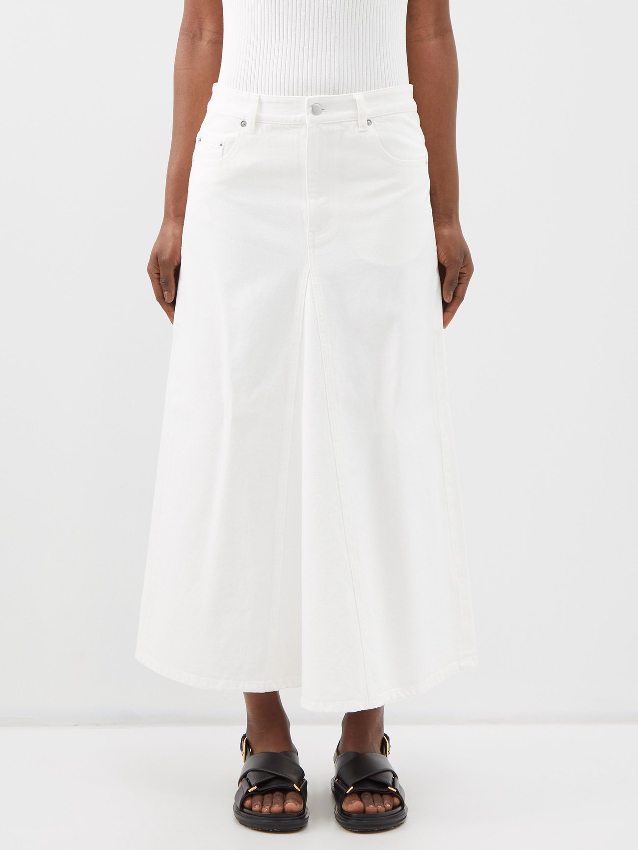 White Denim midi skirt | Tibi | MATCHESFASHION AU