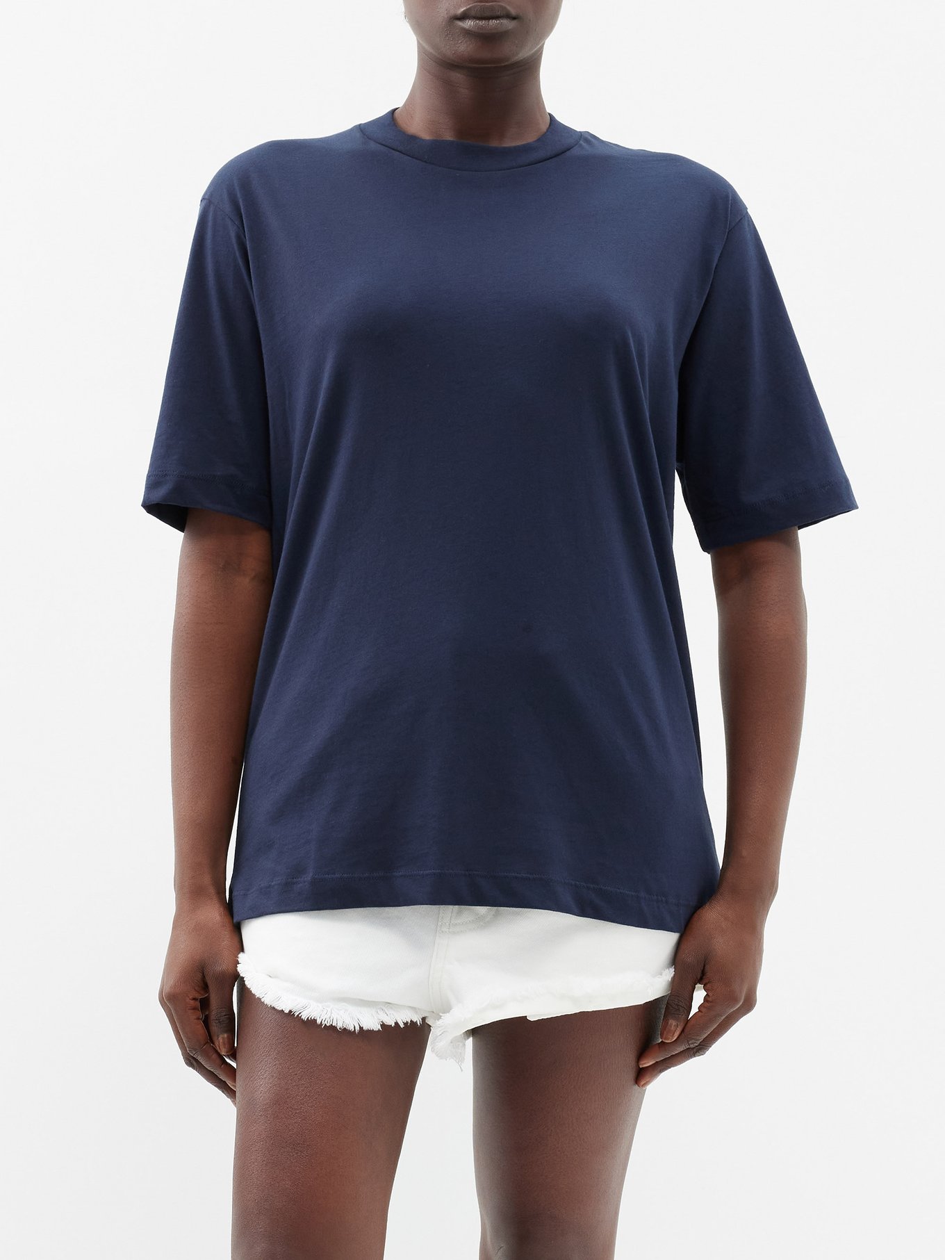 Tibi ティビ コットンTシャツ ネイビー｜MATCHESFASHION