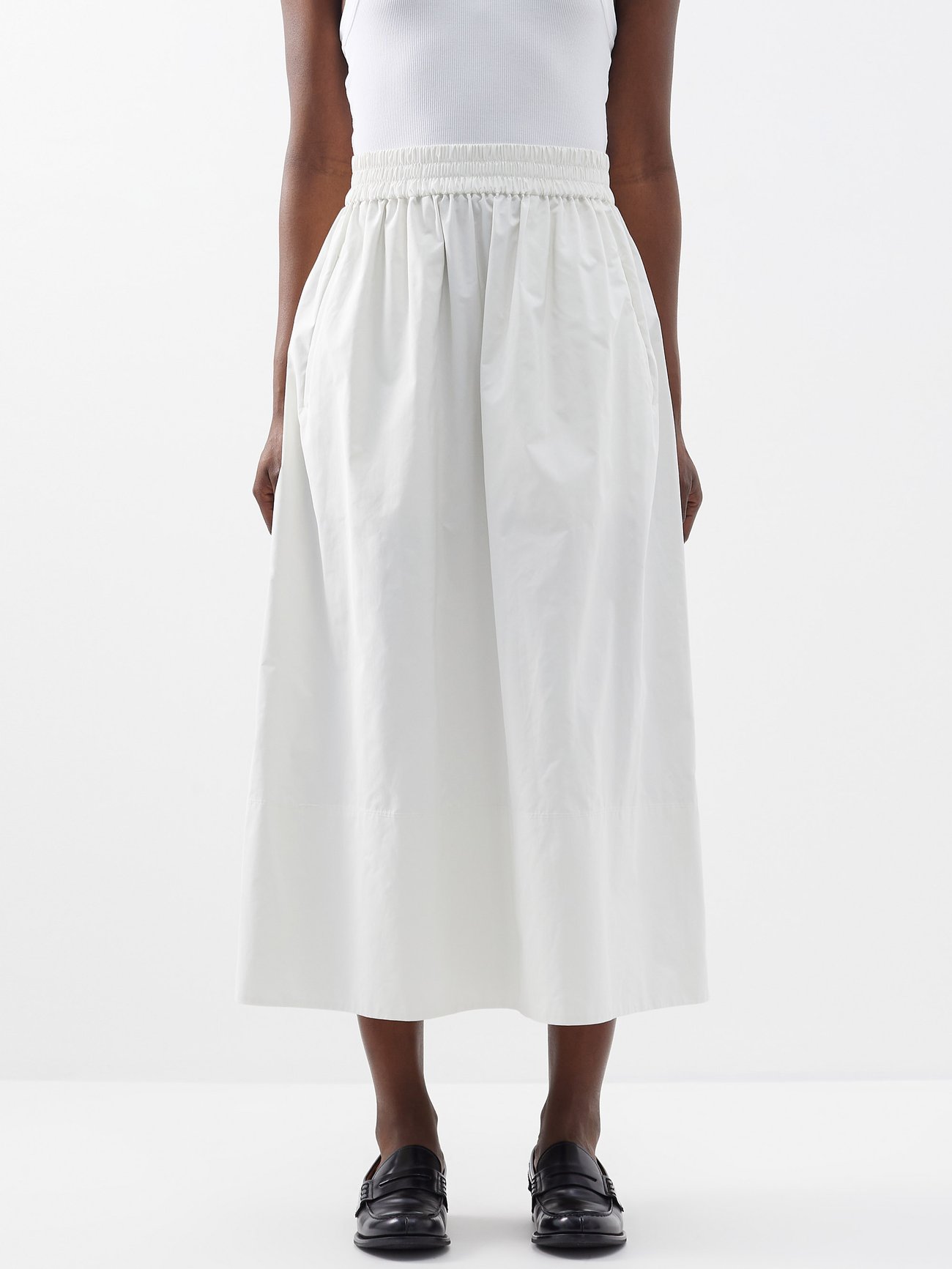 White Elasticated-waist nylon skirt | Tibi | MATCHES UK