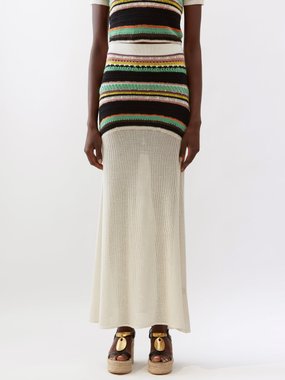 Chloé Striped crocheted maxi skirt
