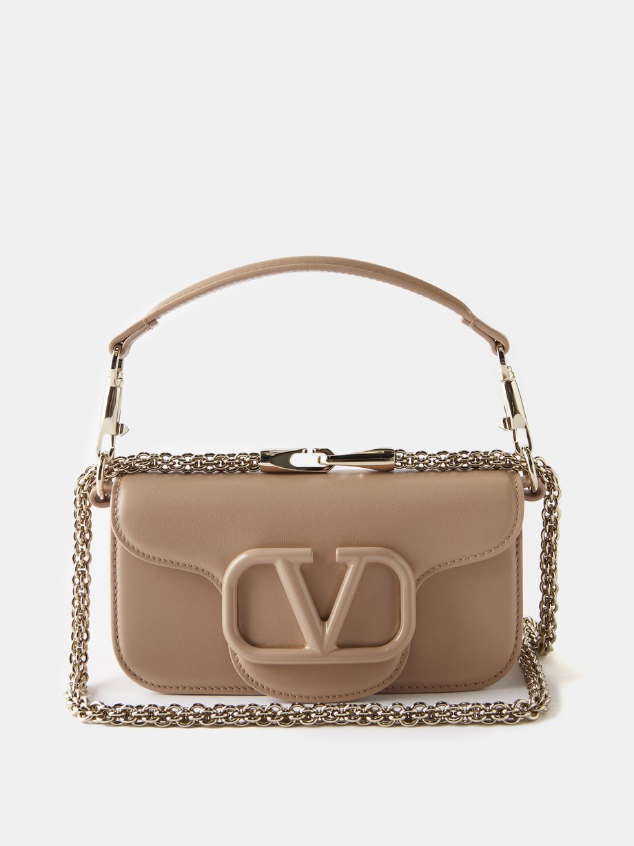 Valentino Garavani Large V-ring Leather Shoulder Bag In Brown