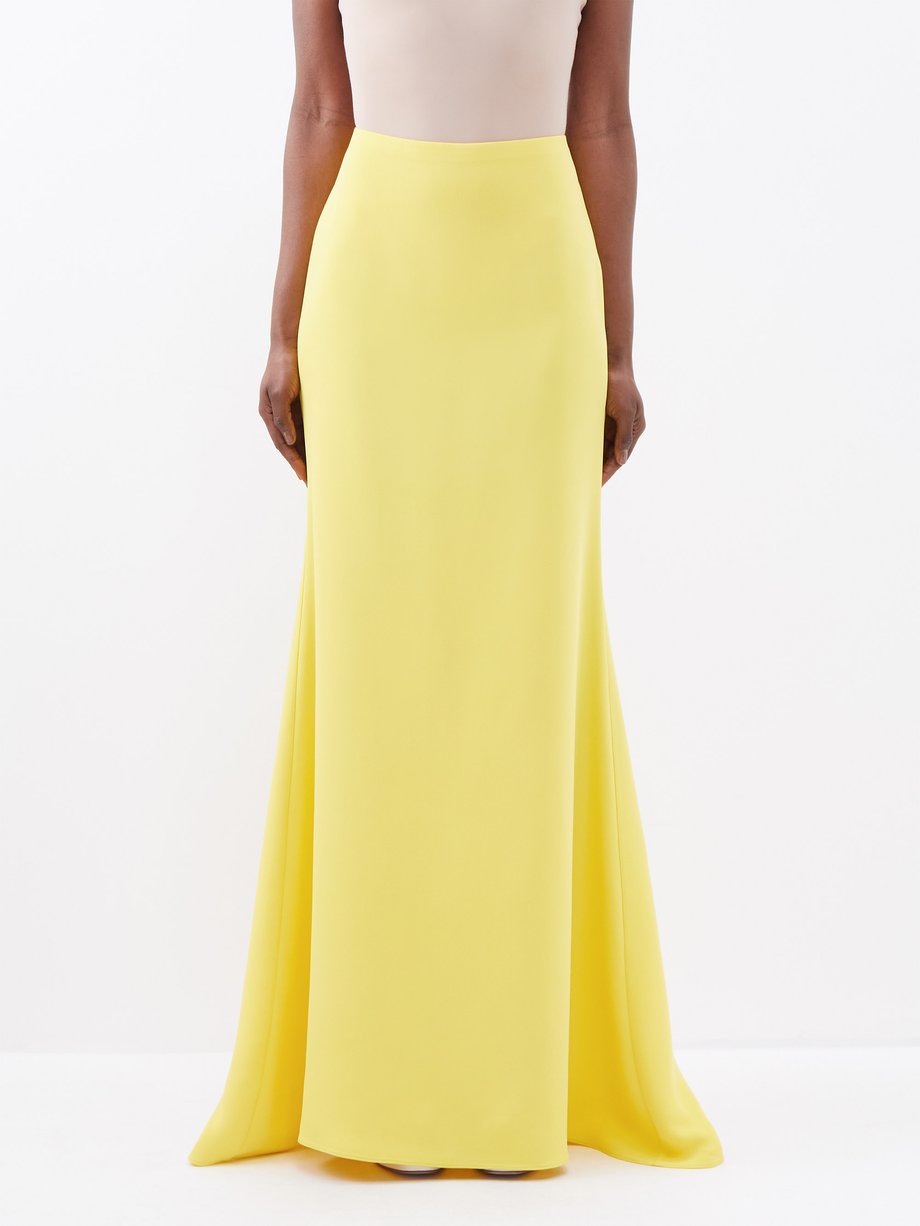 Yellow Cady couture silk fishtail maxi skirt, Valentino Garavani
