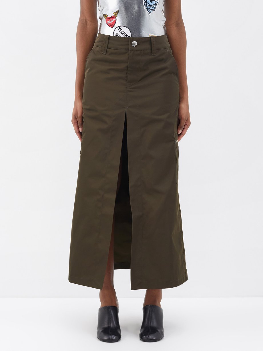 Brown Exaggerated-slit maxi skirt | Vaquera | MATCHES UK