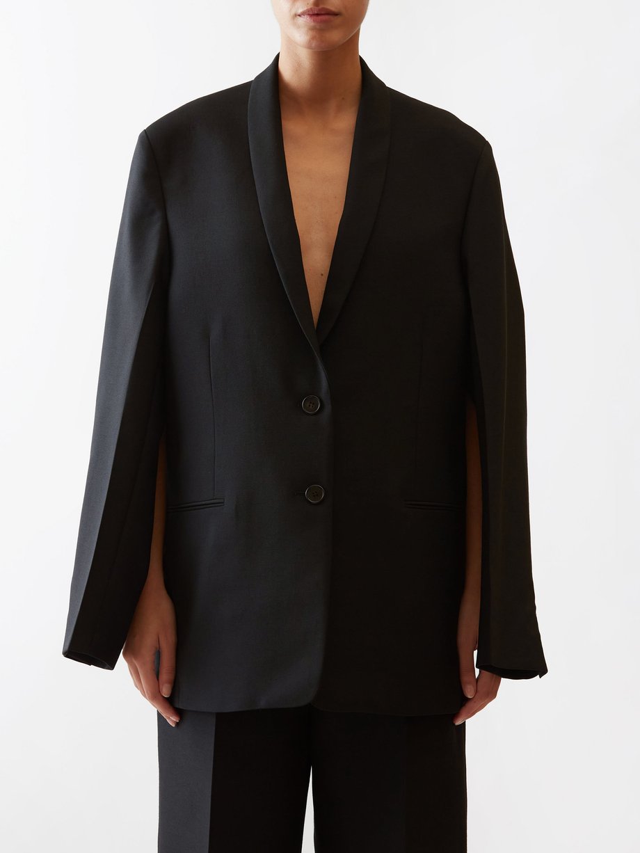 Black Slit-armhole wool-blend jacket | The Row | MATCHES UK