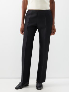 THE ROW Egle stretch wool, silk and cashmere-blend straight-leg pants