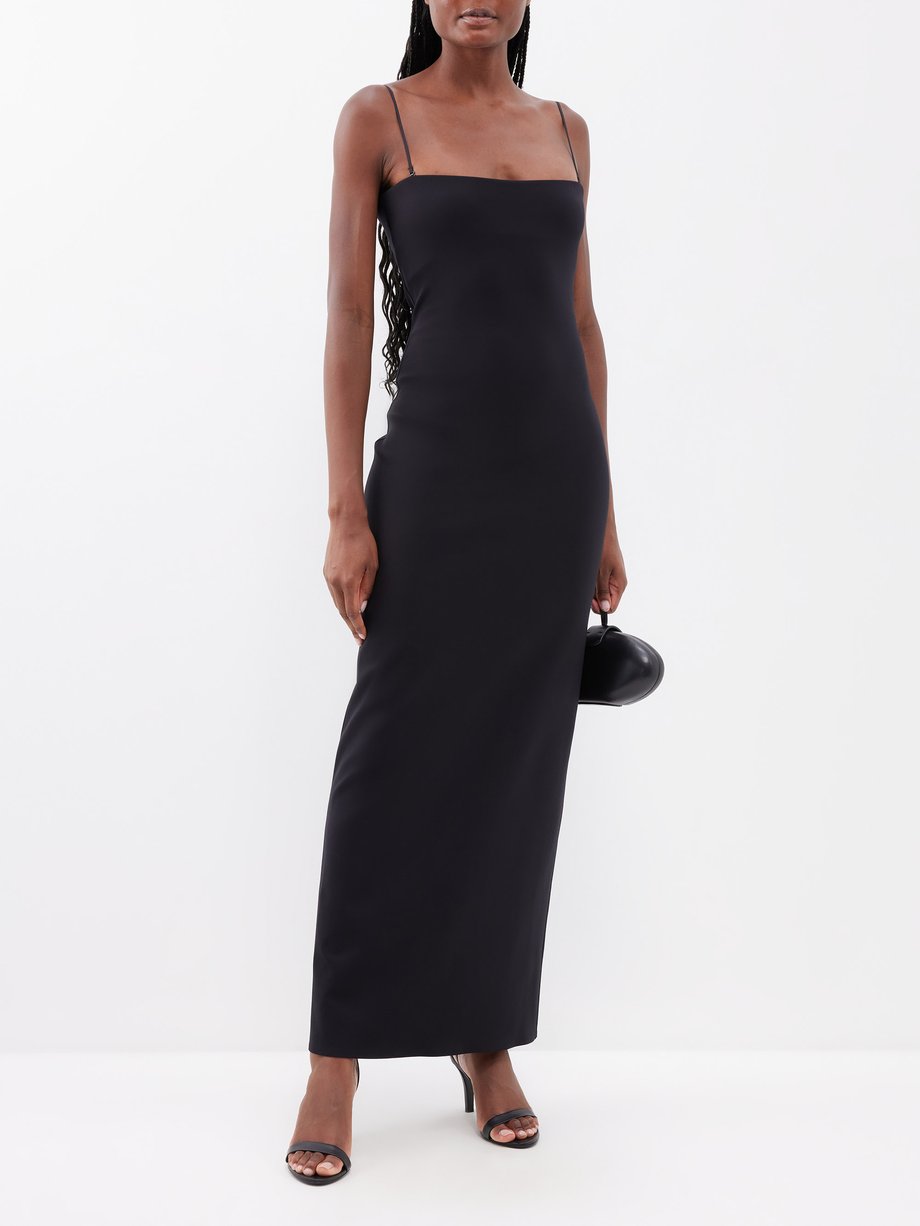 Black Sauble square-neck nylon-blend dress | The Row | MATCHES UK