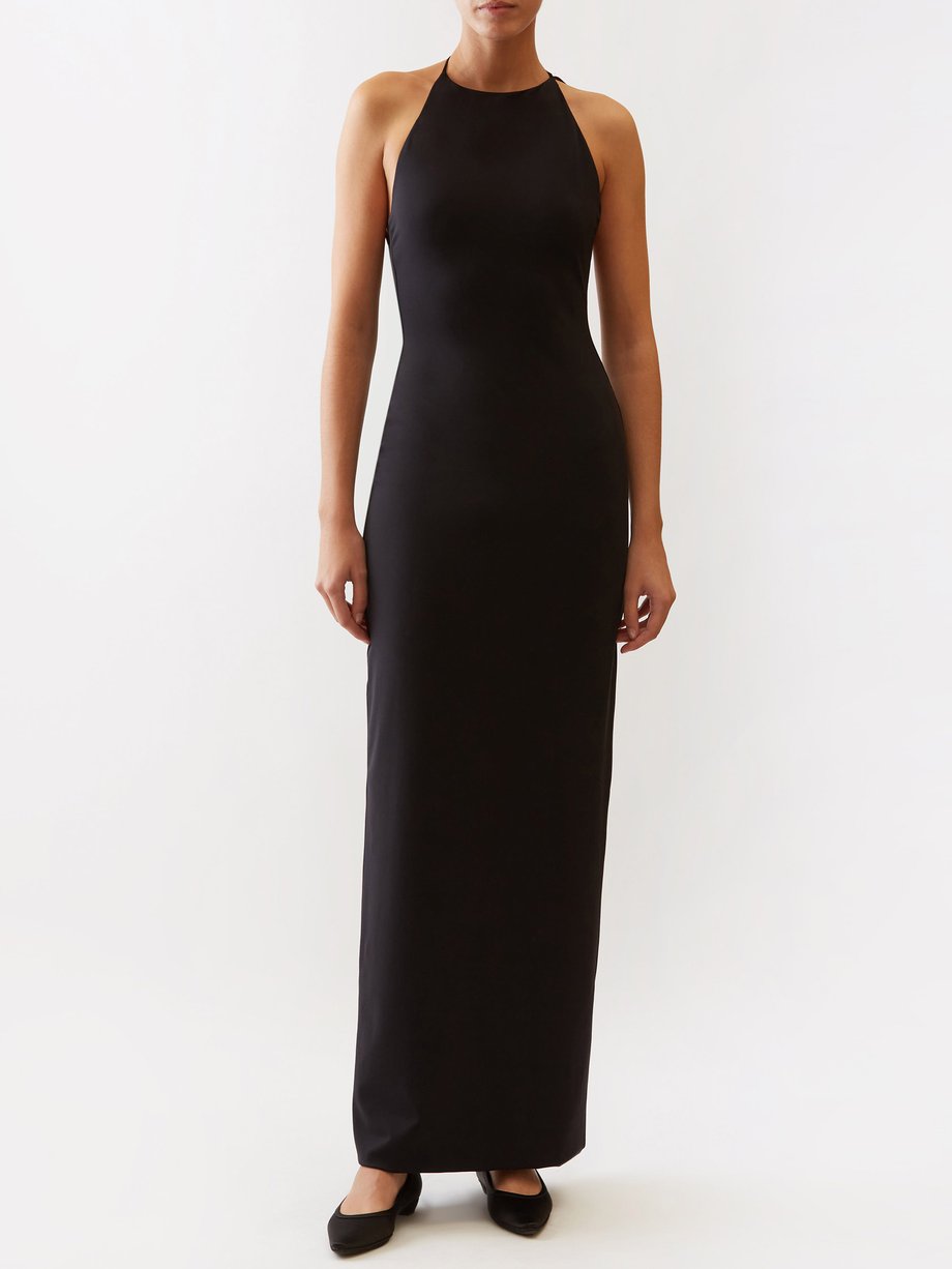 Black Halterneck crepe maxi dress | The Row | MATCHES UK