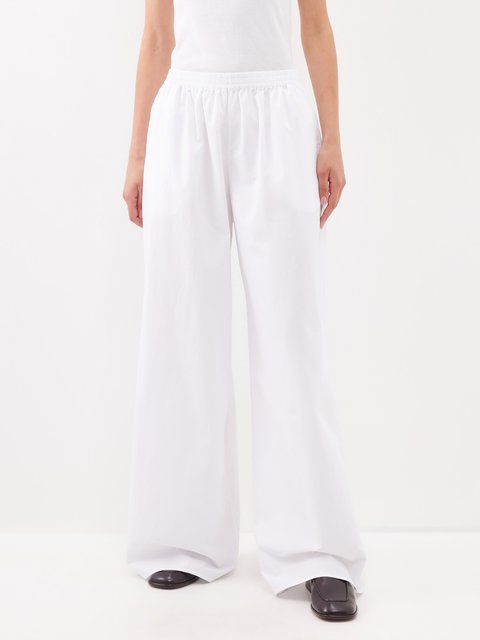 White Kori cotton wide-leg trousers, posse
