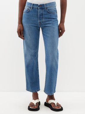 Neutral Carlton high-rise bootcut jeans, The Row