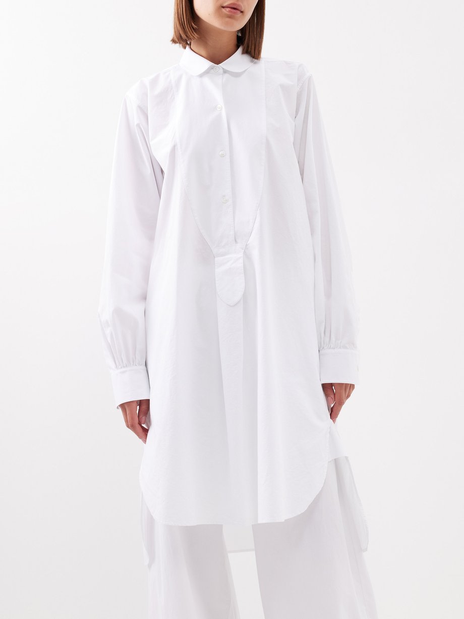 White Cosy bib-front cotton-poplin shirt | The Row | MATCHES UK