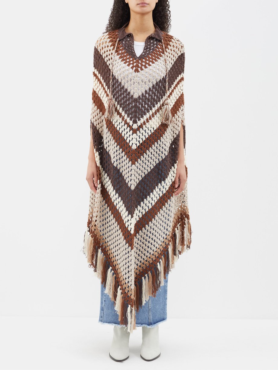 Brown Guetta long crocheted-cotton poncho | Dodo Bar Or | MATCHES US