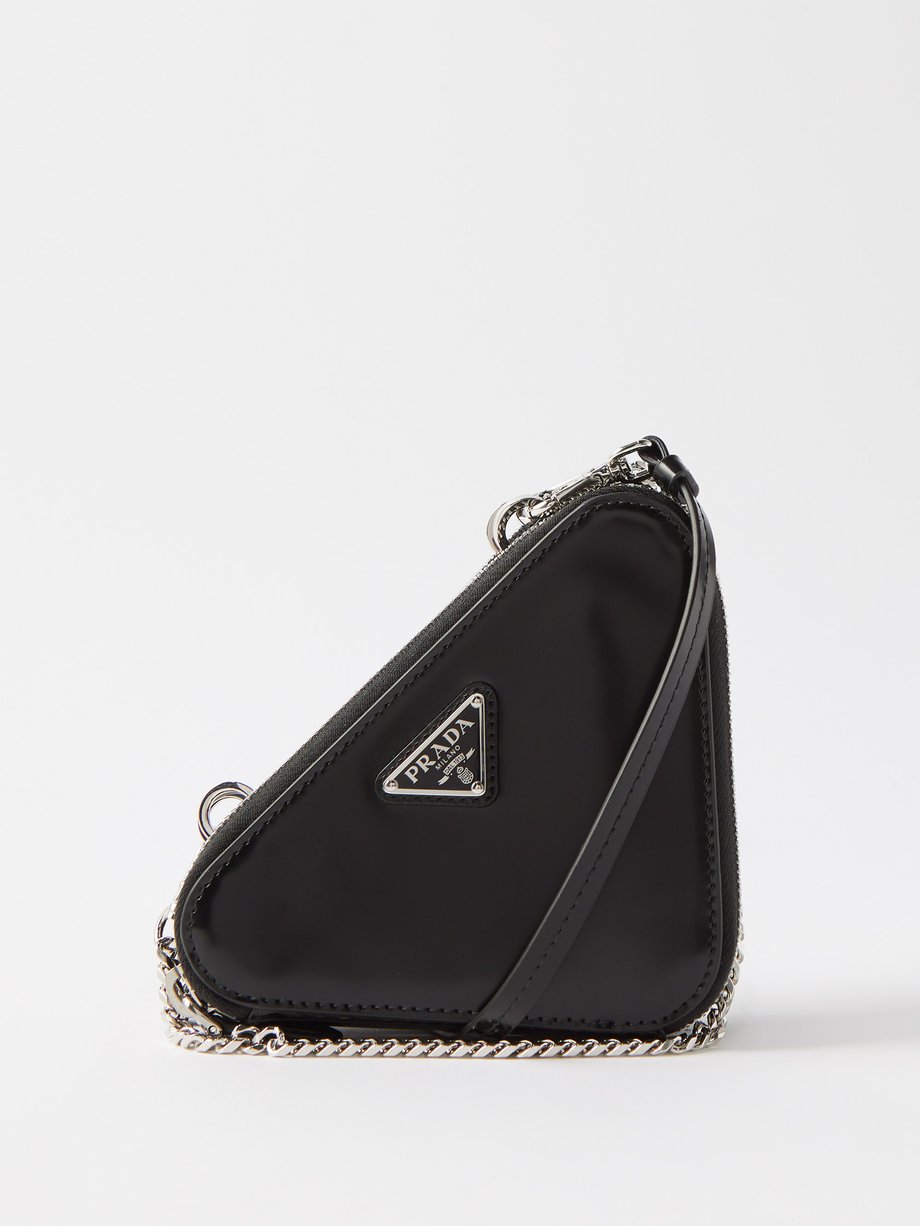 White Prada Triangle Leather Mini-bag