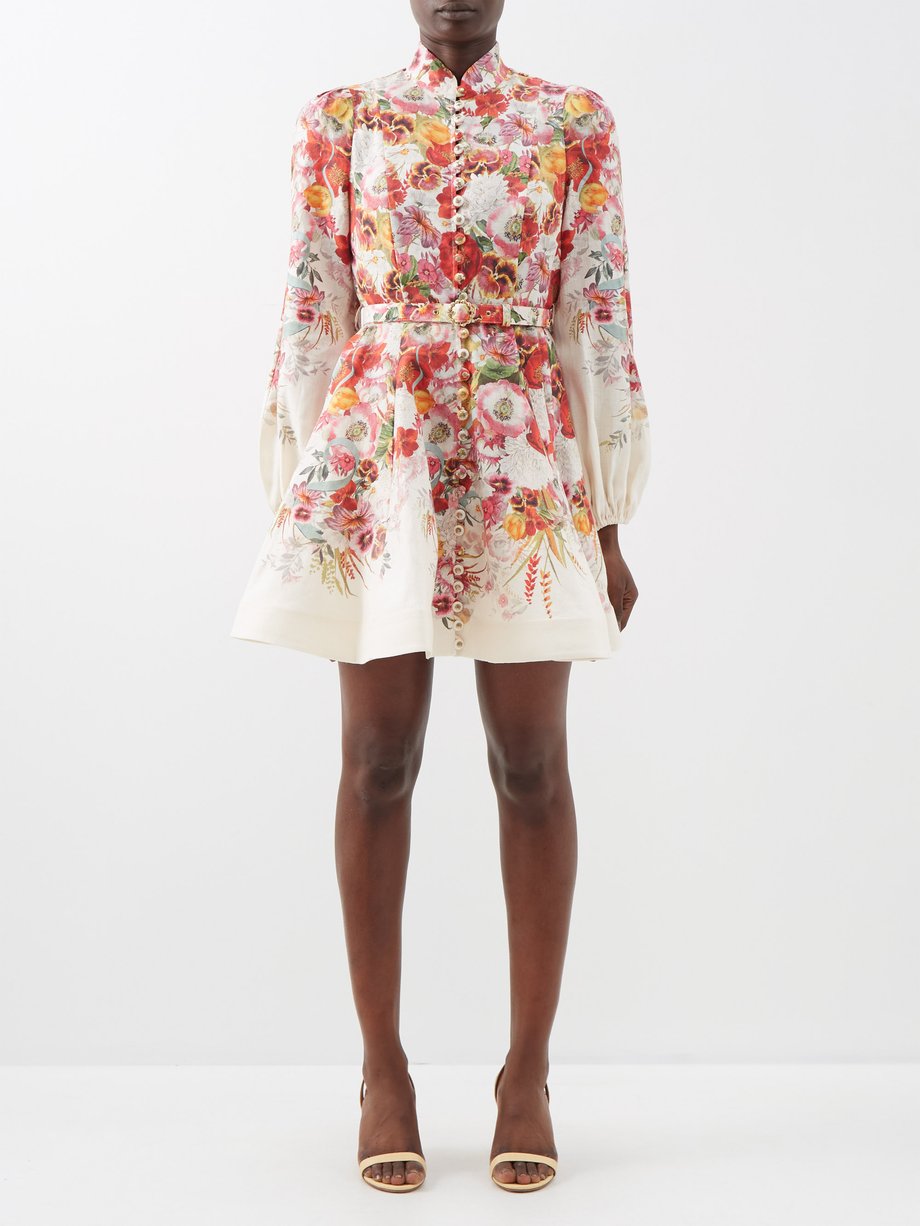 White Wonderland floral-print button-front mini dress | Zimmermann ...