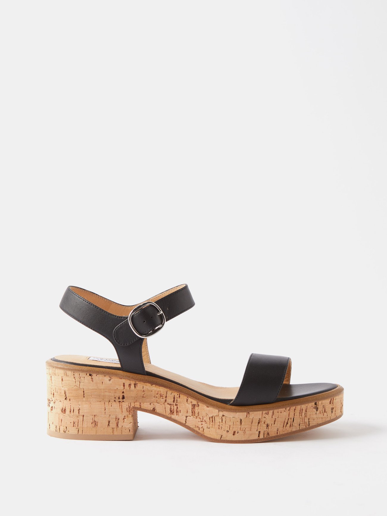Black Alexandria leather and cork platform sandals | Gabriela Hearst ...