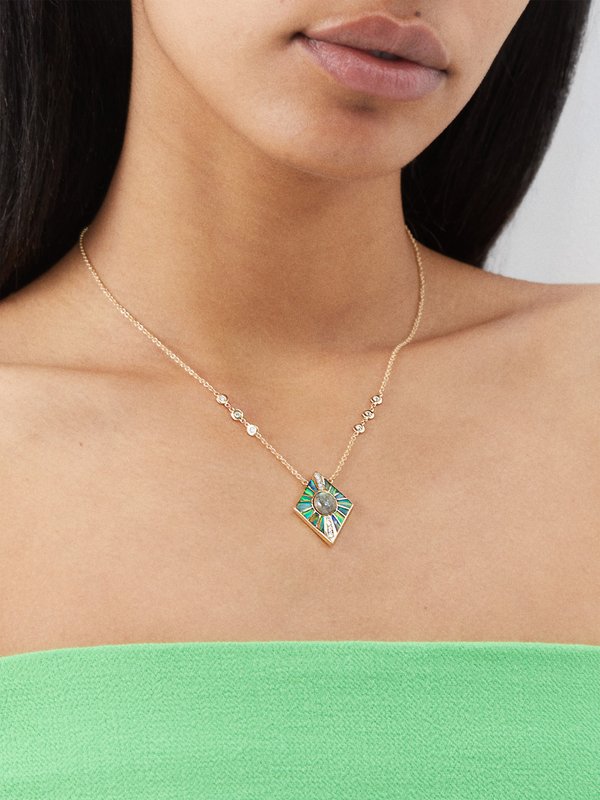 Jacquie Aiche Opal, diamond & 14kt gold necklace