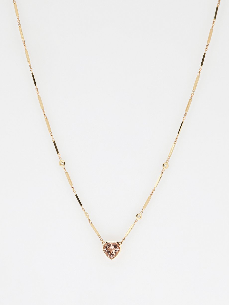 Jacquie Aiche Diamond, morganite & 14kt gold necklace
