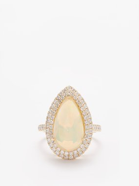 Jacquie Aiche Diamond, opal & 14kt gold ring