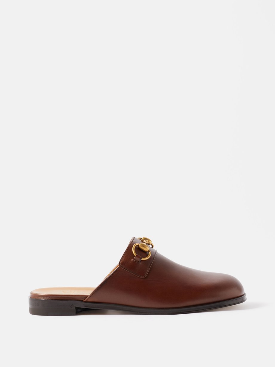 Brown Horsebit backless loafers | Gucci | MATCHESFASHION US