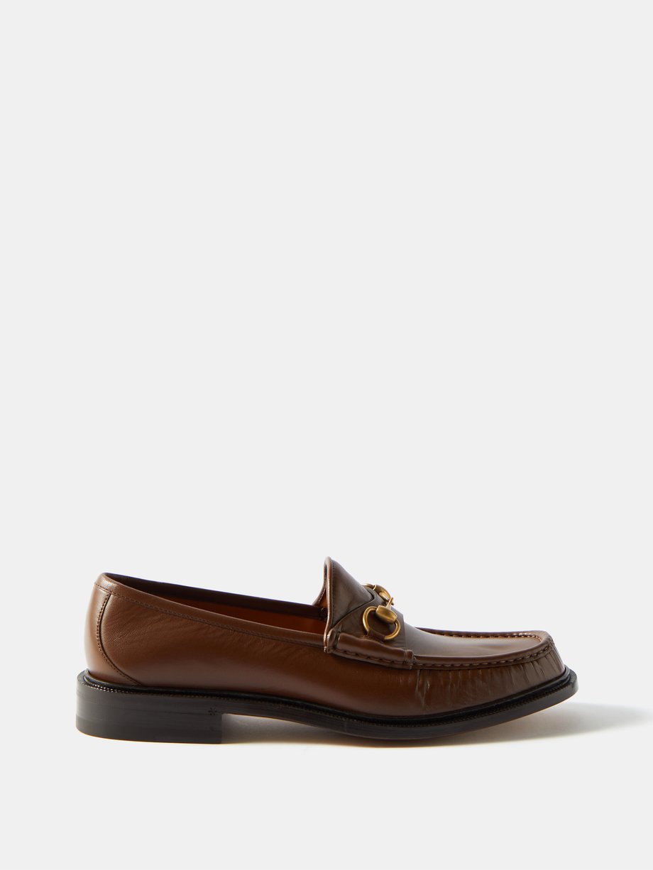 Brown Horsebit leather loafers | Gucci | MATCHES UK