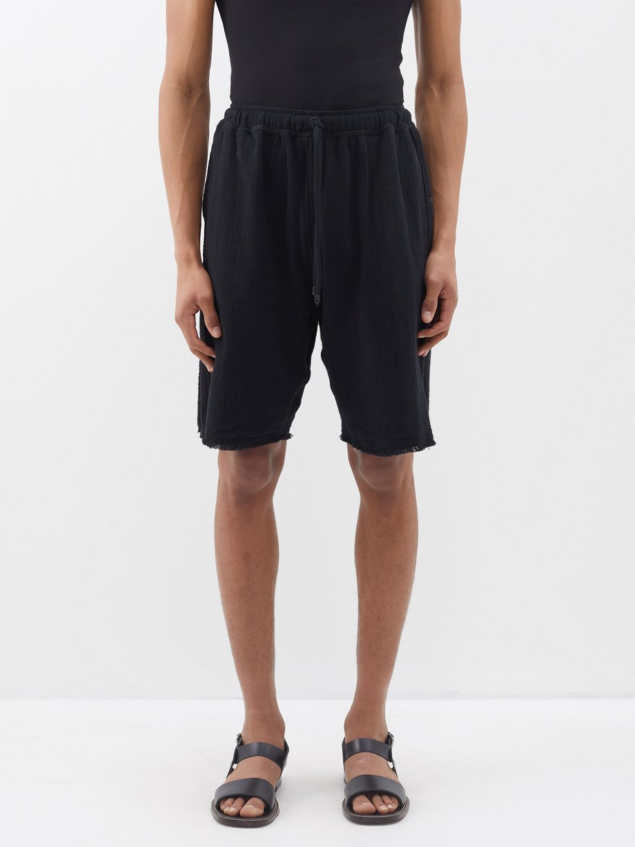Black Chechen elasticated cotton-gauze shorts | CARAVANA | MATCHES UK