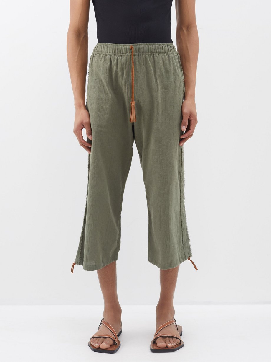 Green Wolpoch cropped cotton-gauze trousers | CARAVANA | MATCHESFASHION UK