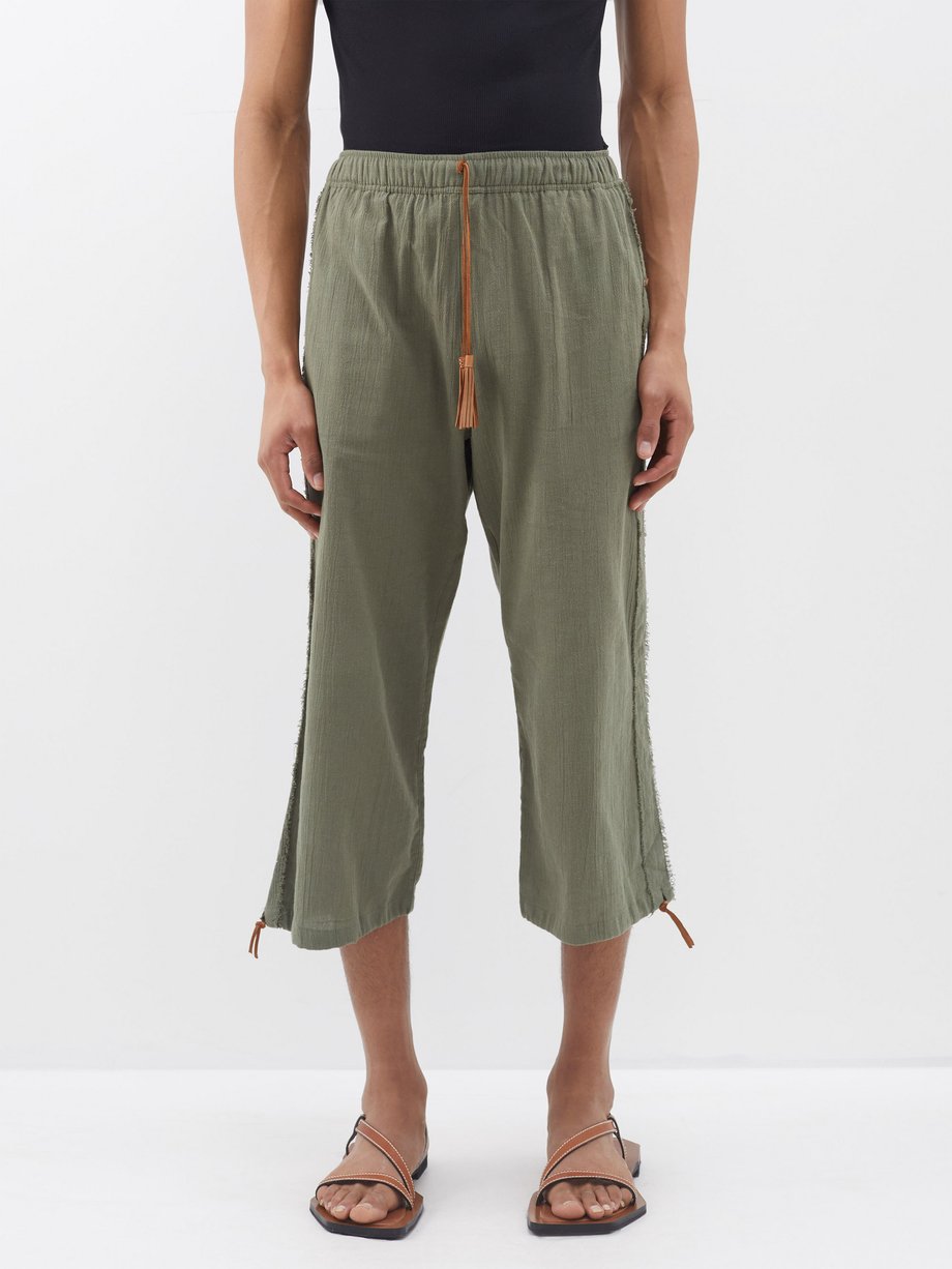 Green Wolpoch cropped cotton gauze trousers CARAVANA MATCHES UK