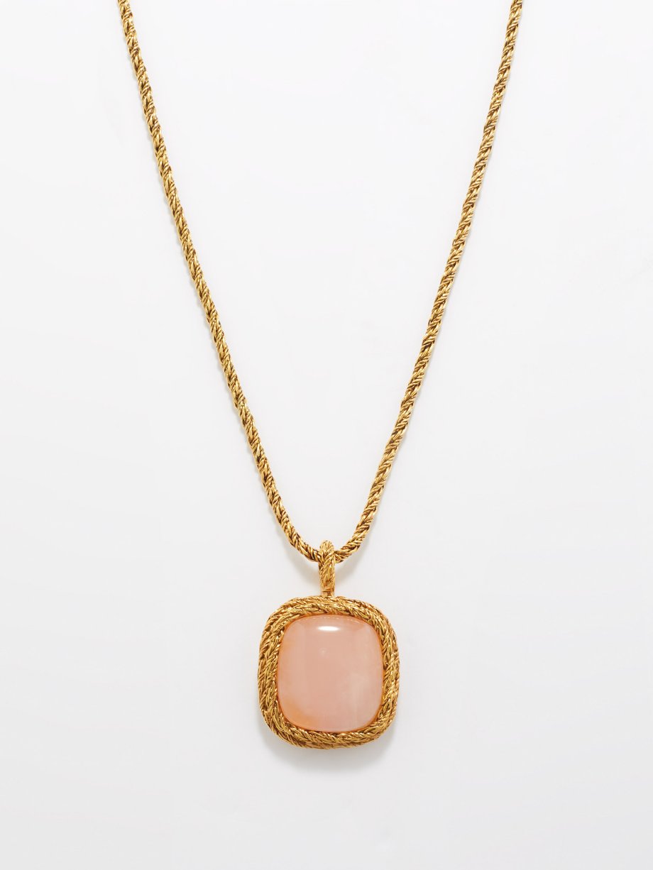 Gold Miki rose quartz &18kt gold-plated necklace | Aurélie Bidermann ...