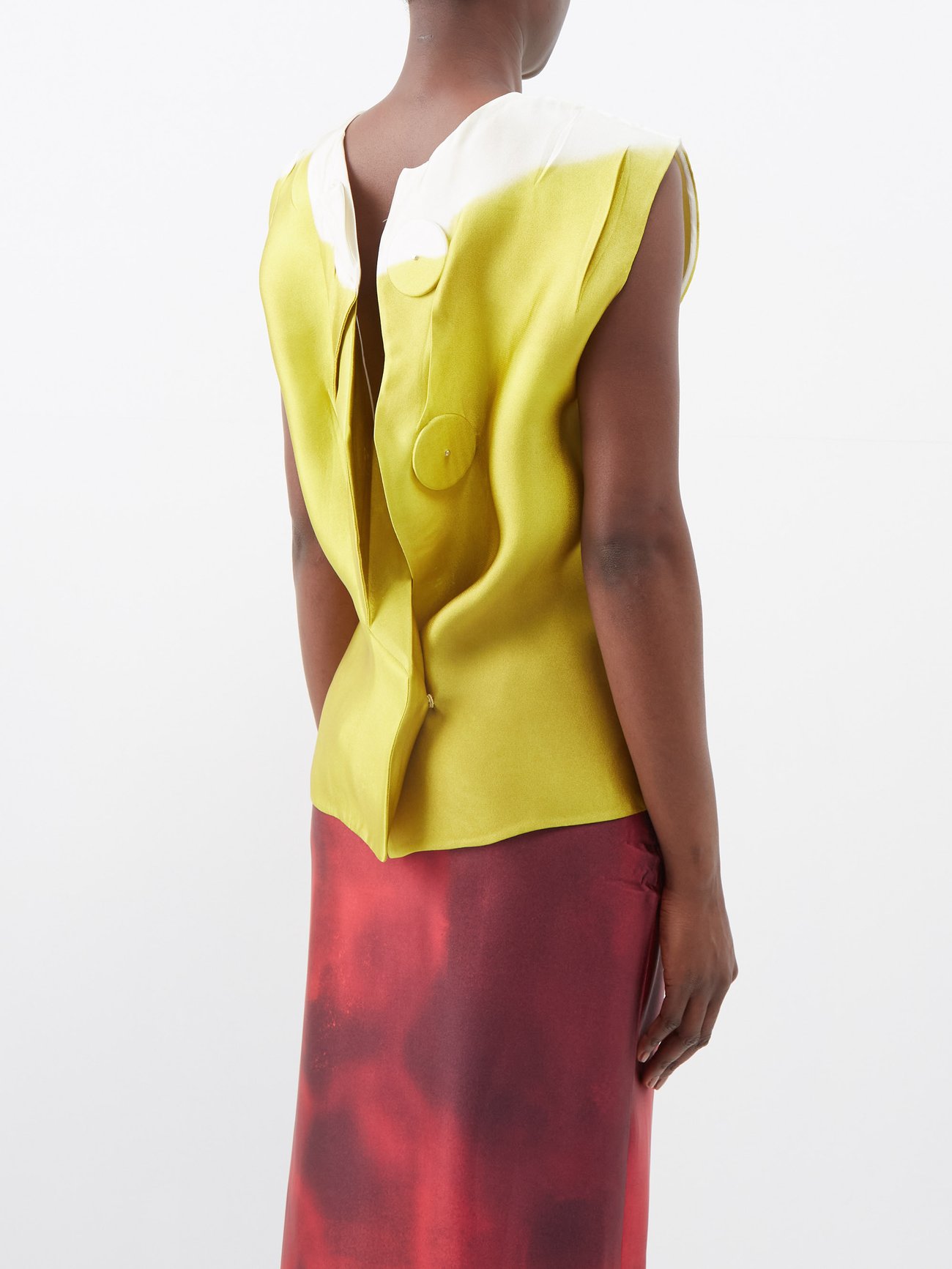 Sleeveless Silk Blend Blouse in Yellow - Prada