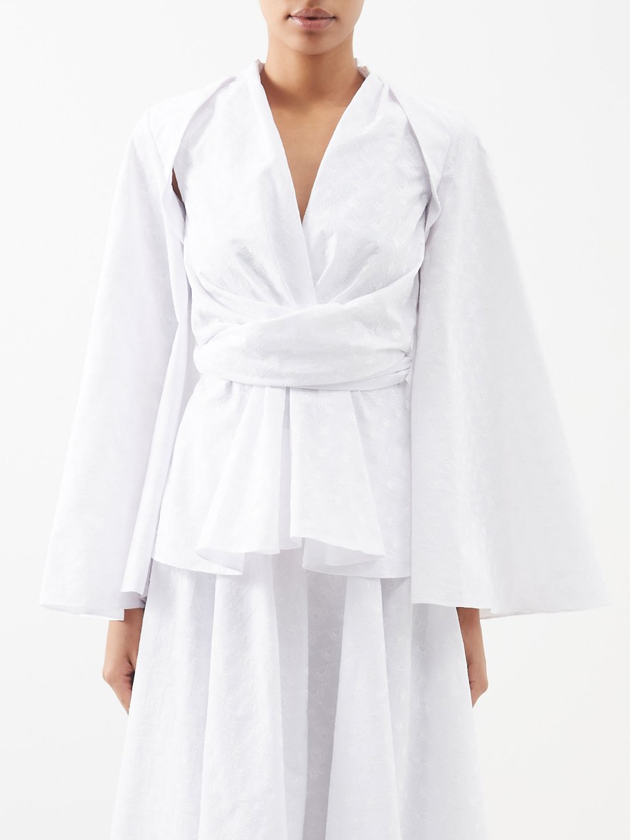 White Dash wrap-front detachable-sleeve cotton top | E STOTT | MATCHES UK