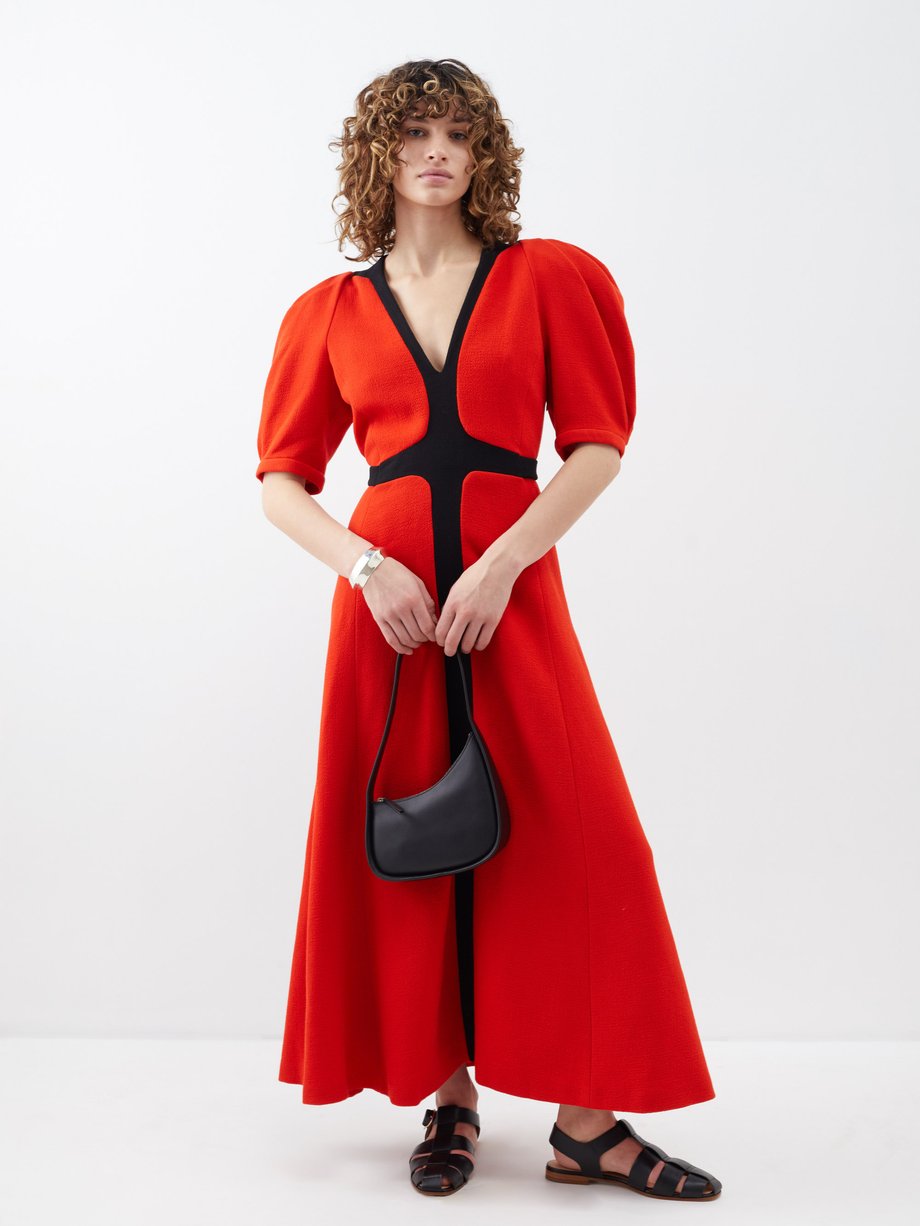 Red Luz panelled wool-crepe maxi dress | Gabriela Hearst ...