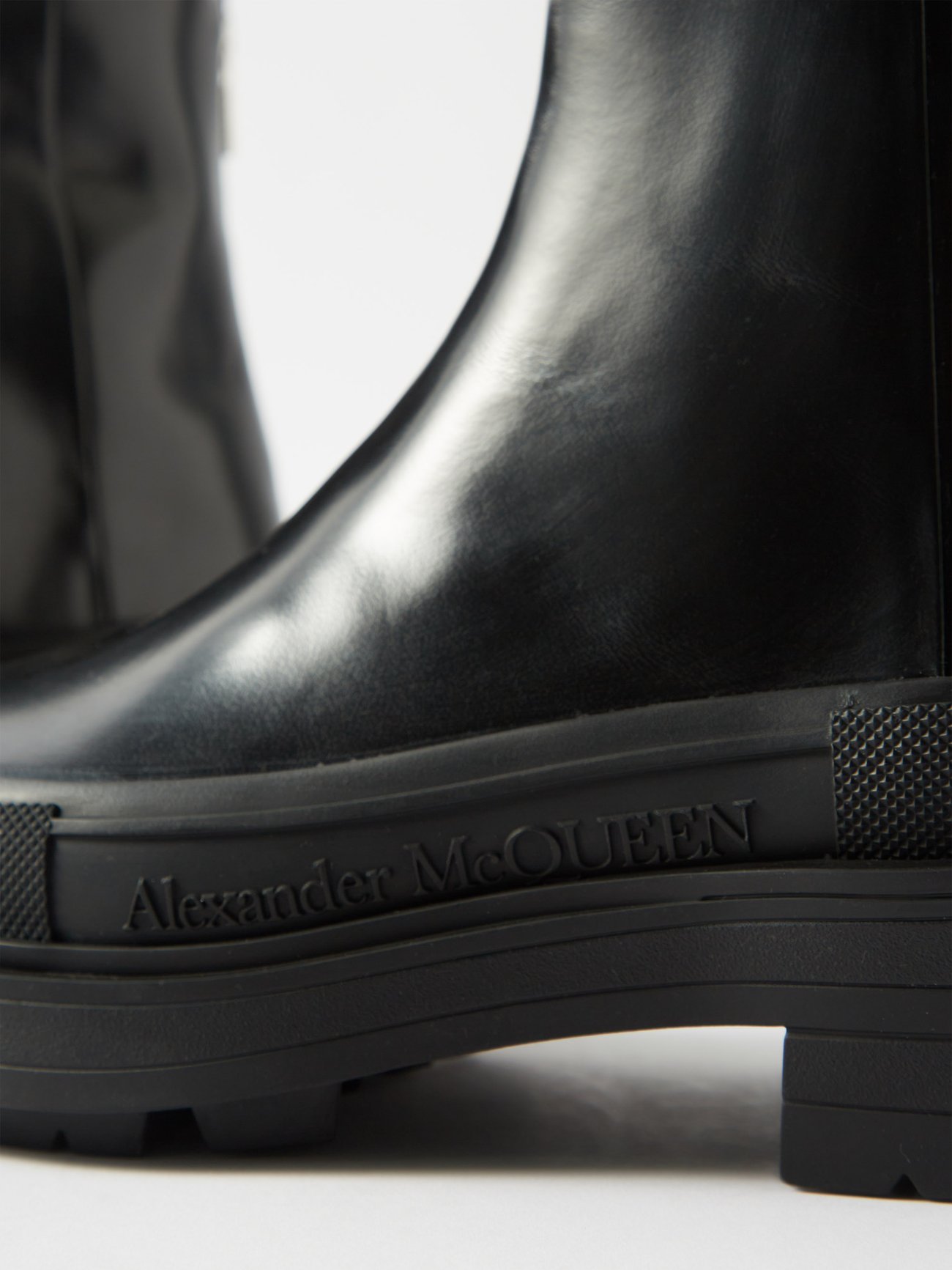 Stack Leather And Rubber Ankle Boots in Black - Alexander Mc Queen