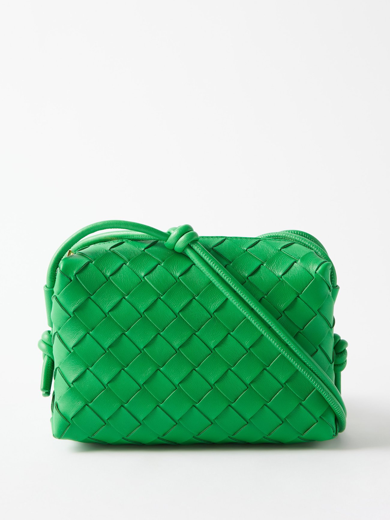 Bottega Veneta Lime Green Intrecciato Leather Mini Loop Camera Crossbody Bag