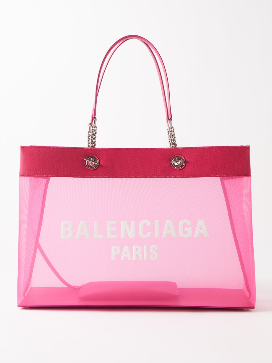 Balenciaga Balenciaga Logo-print mesh tote bag Pink ...