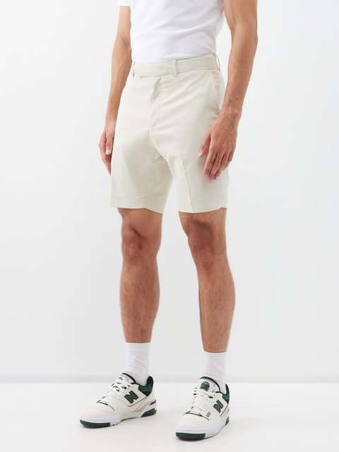 Wool Gabardine Pleated Cuff Shorts