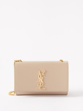 SAINT LAURENT Kate small glossed-leather and suede shoulder bag