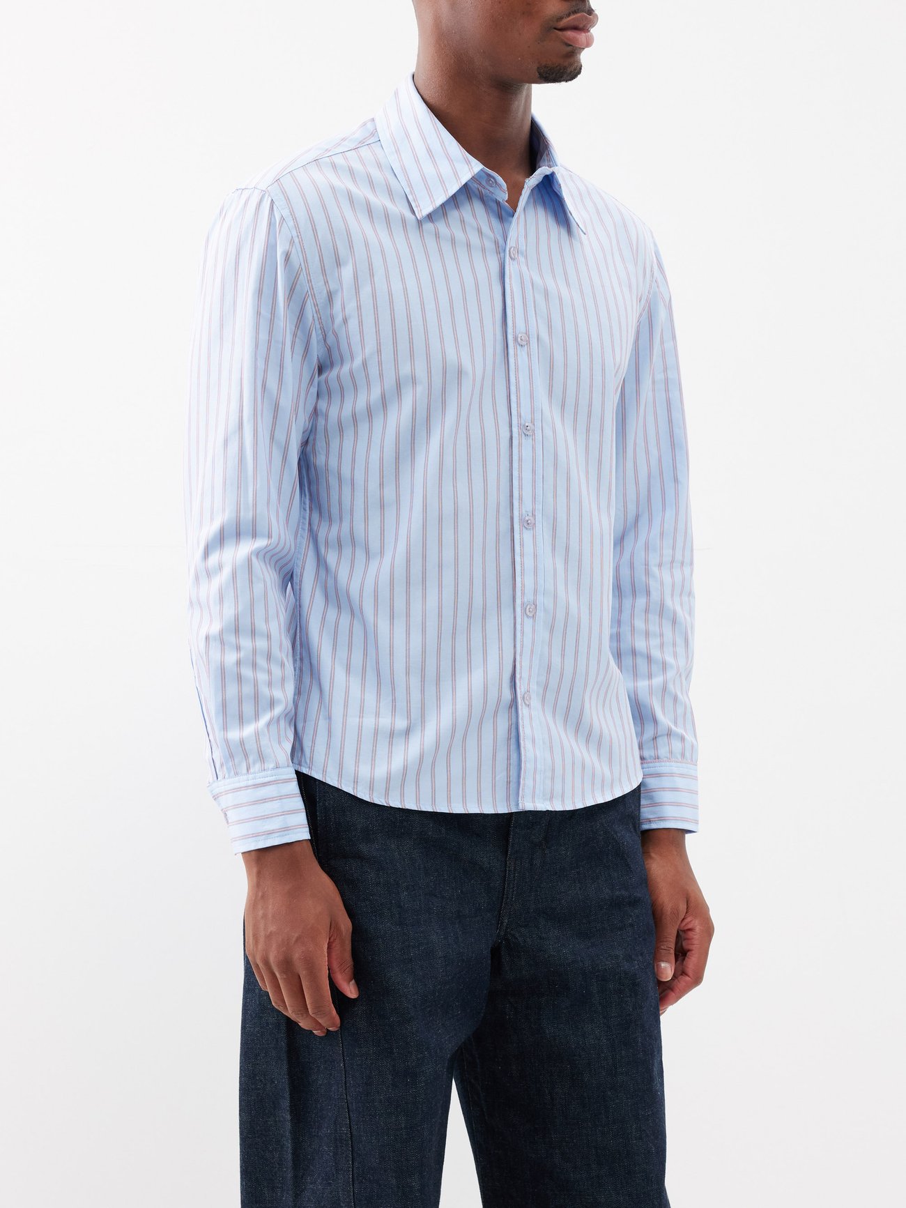 Blue Dex striped cotton-poplin Oxford shirt | Maryam Nassir Zadeh ...