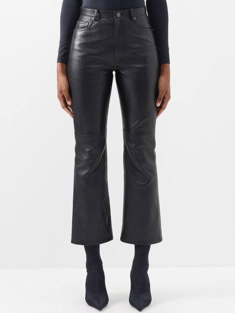 COMMANDO - Cropped flared high-rise faux-leather trousers | Selfridges.com