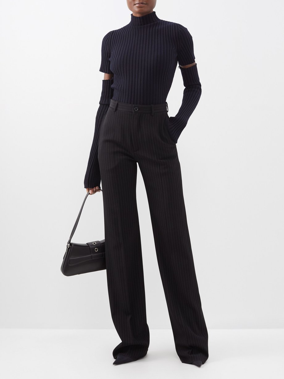 Black Garde pinstriped wool-blend trousers | Balenciaga | MATCHES UK