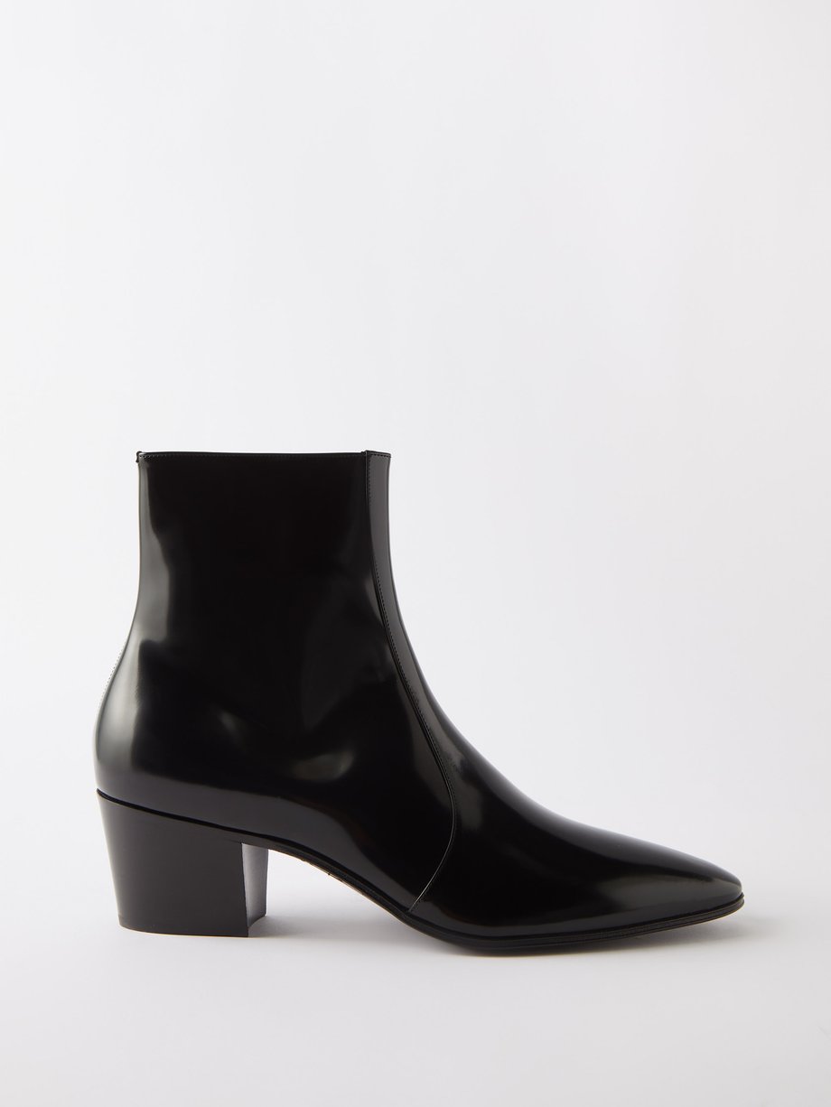 Black Vassili 60 zipped leather boots | Saint Laurent | MATCHES UK