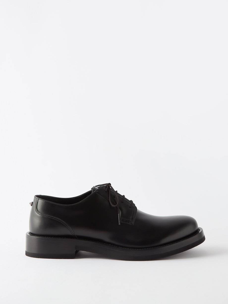 Black Rockstud leather derby shoes | Valentino Garavani | MATCHESFASHION UK