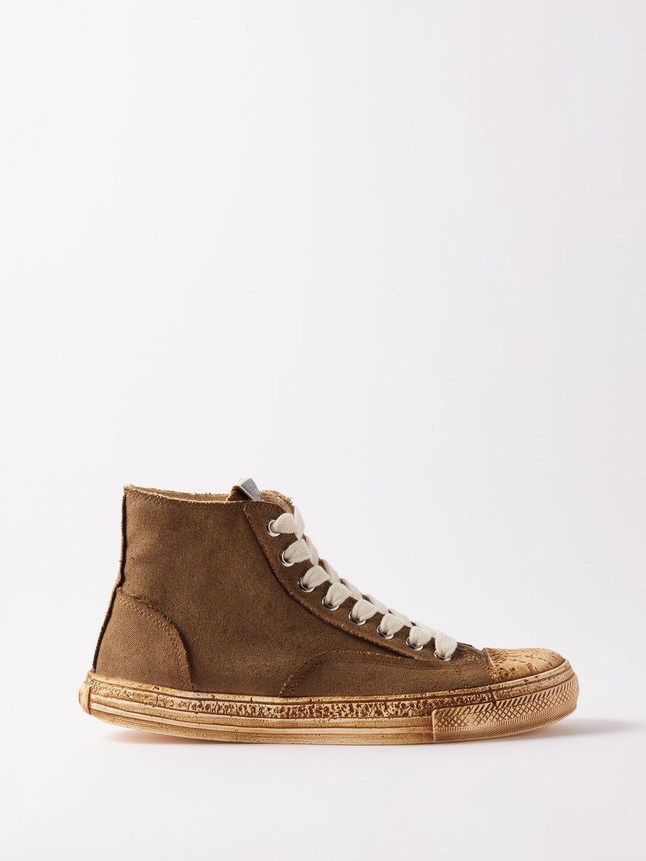 Brown General Scale canvas high-top trainers | Mihara Yasuhiro | MATCHES UK