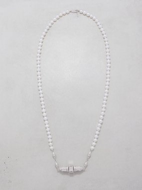 Rainbow K Majesty diamond, pearl & 18kt white gold necklace
