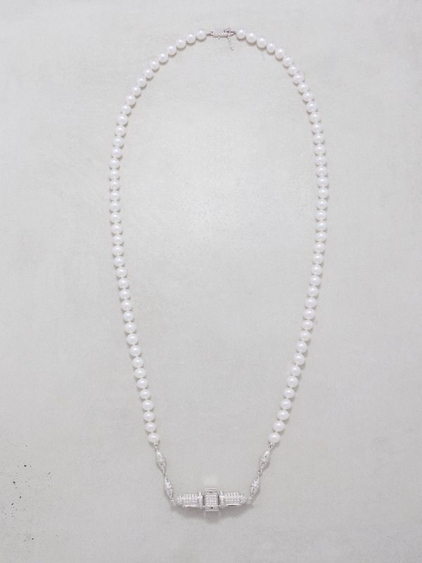 Rainbow K Majesty diamond, pearl & 18kt white gold necklace