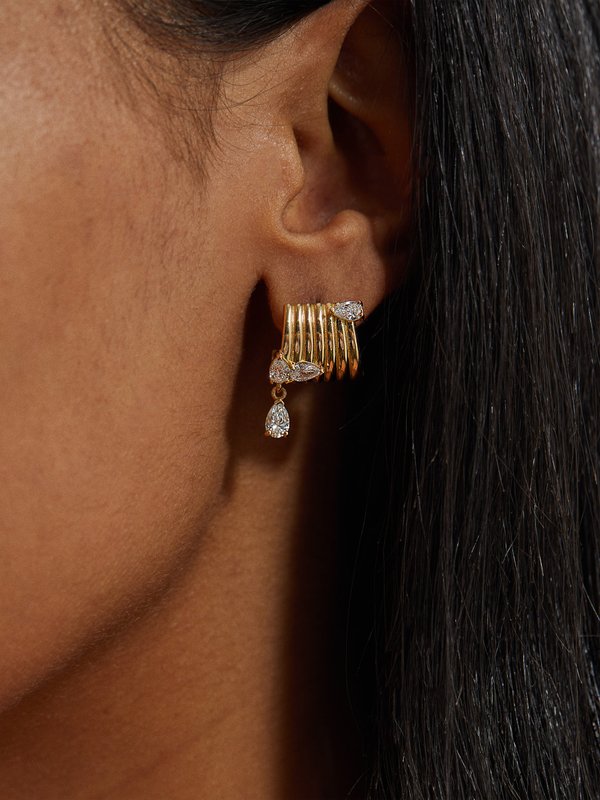 Rainbow K Repo diamond & 14kt gold single earring