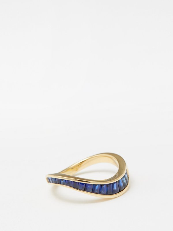 Rainbow K Wave sapphire & 9kt gold ring