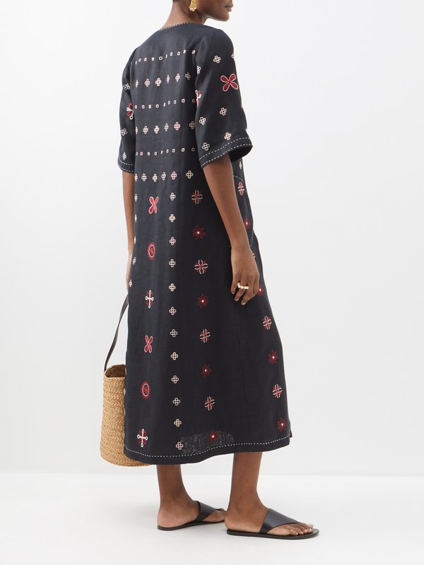 Vita Kin Venezia embroidered linen-blend midi dress