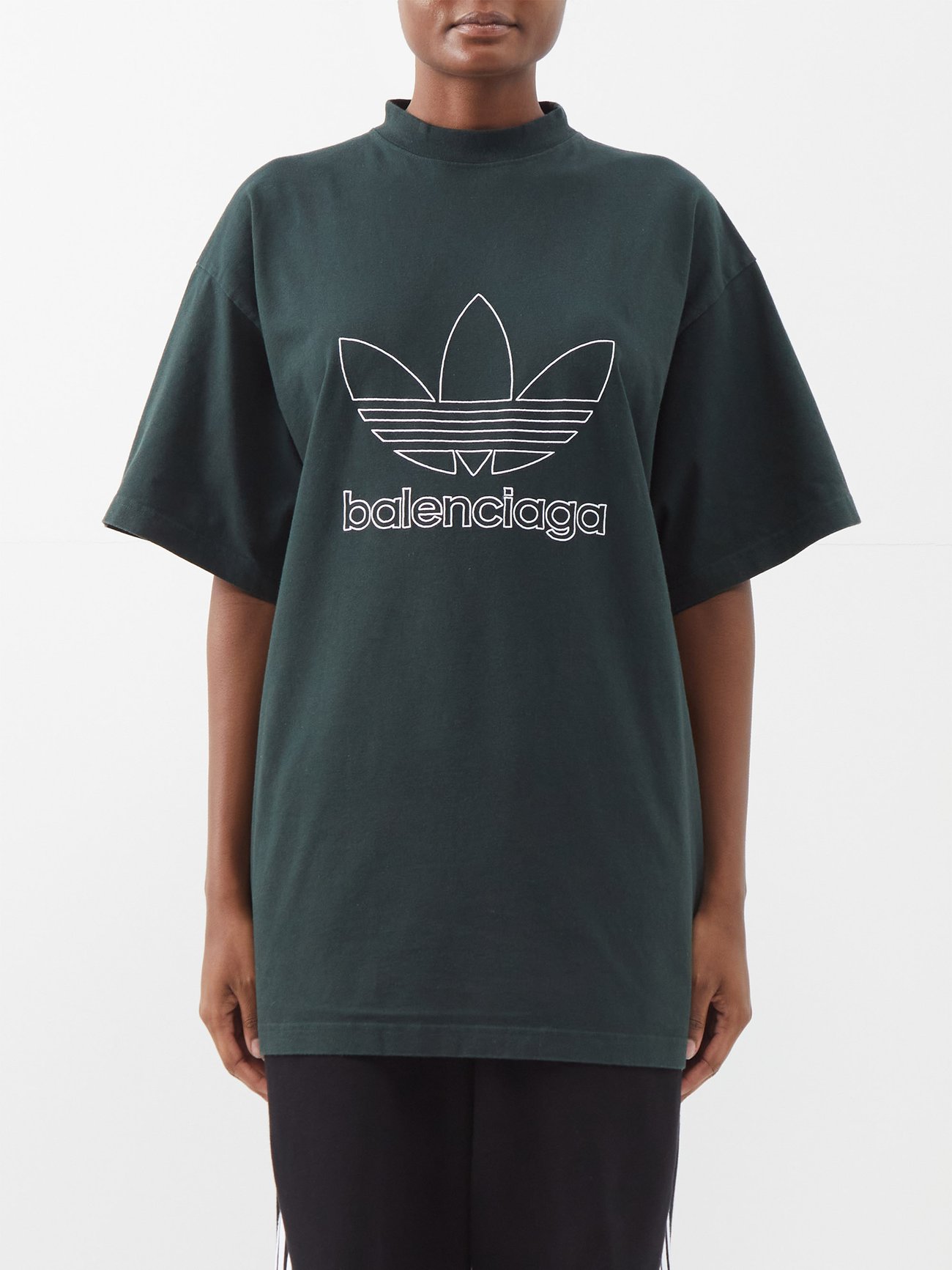 BALENCIAGA / ADIDAS オーバーサイズTシャツ ダークグリーン-