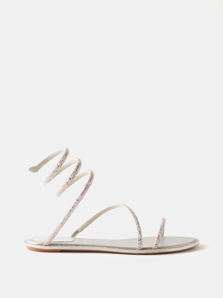Silver Margot crystal-embellished satin sandals | Rene Caovilla ...
