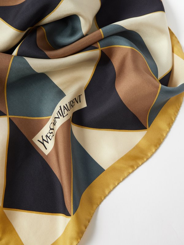 SAINT LAURENT Printed silk-twill scarf